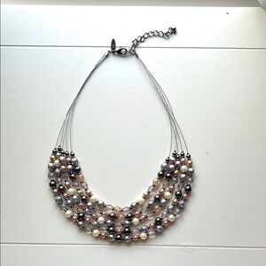 Elegant Multi-Strand Black and Silver Necklace